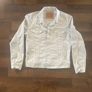 Women's Levi's Riveter Vintage Cream Corduroy Trucker Jacket Medium Button Close
